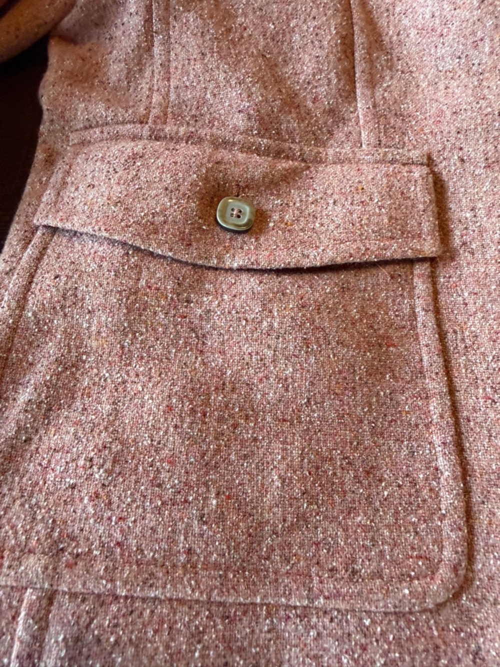 Vintage LL Bean Wool and Silk Blend Pink Tweed Notch-Lapel Blazer Medium Petite - Picture 3 of 11
